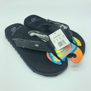 Skechers Tantric Fray Black Flip Flop Thong Sandal